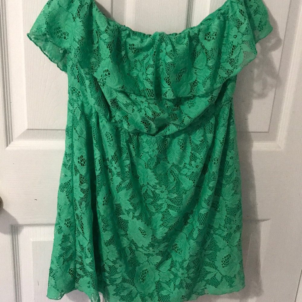 Strapless dress. Mini
